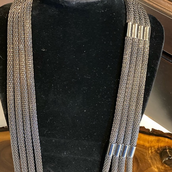 Artisan multi-strand silver-tone metal necklace. - Picture 4 of 10